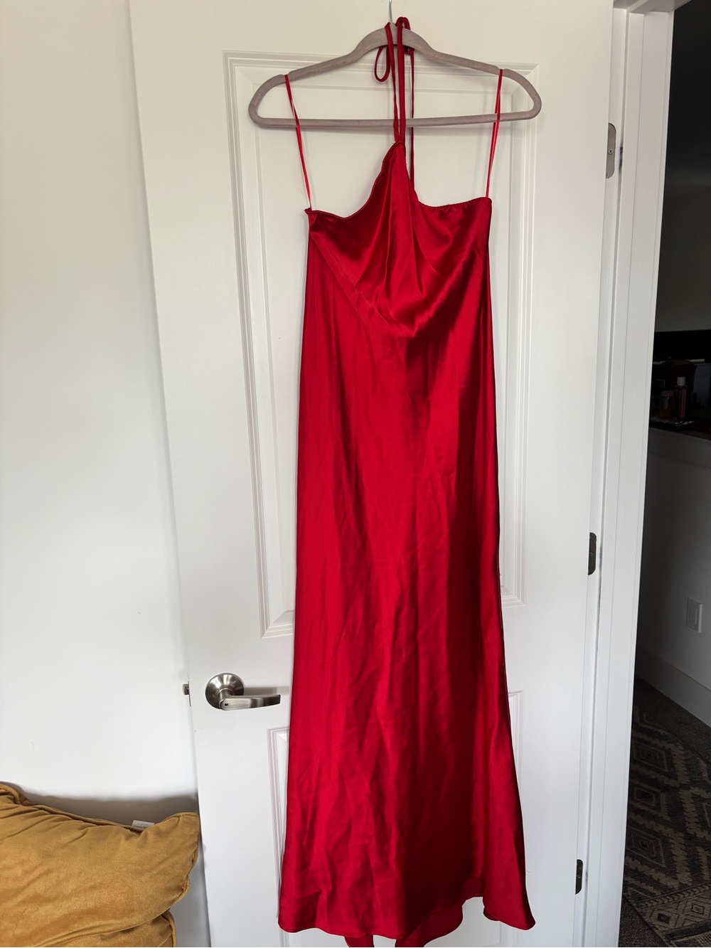 Zara Red Satin Maxi Slip Dress